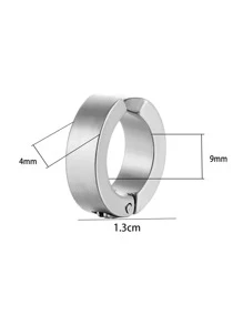 1入組男士極簡耳夾,不銹鋼首飾類,適用於首飾類禮品和派對 - 銀色 - 查看 3