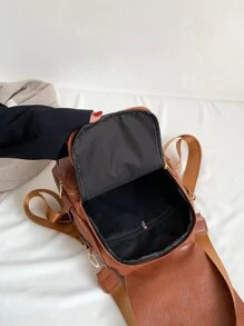 極簡翻蓋背包 - 棕色 - 查看 2