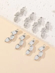 8 unids/set Colgante DIY con diamante de imitación con diseño de hoja - Plateado - Ver 2