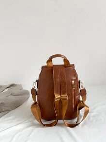 極簡翻蓋背包 - 棕色 - 查看 5