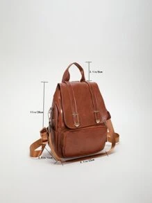 極簡翻蓋背包 - 棕色 - 查看 6