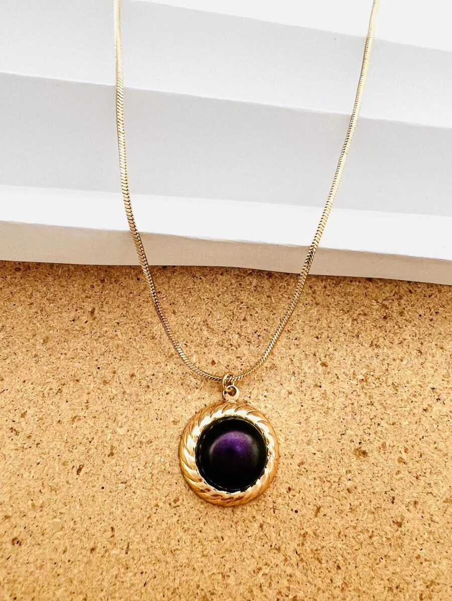 Round Charm Necklace - Multicolor - View 1