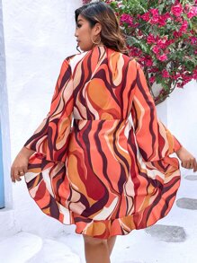 SHEIN Clasi Blusa con estampado con nudo delantero - Multicolor - Ver 2