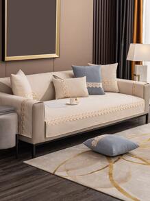 1 Khăn Sofa Màu Trắng, Tối Giản Polyester Guipure Viền Ren Khăn Cho Tất Cả Các Mùa - Màu be - Xem 4