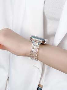 2pcs Laser Transparent Resin Colorful Laser-Engraved Adjustable Watch Bands, Shock-Proof Colorful Edging Watch Protector Accessories Suitable For SE, Series 8/7/6/5/4/3/2/1, 38mm/40mm/41mm/42mm/44mm/45mm/49mm Smart Watches - Clear - View 3