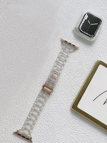 2pcs Laser Transparent Resin Colorful Laser-Engraved Adjustable Watch Bands, Shock-Proof Colorful Edging Watch Protector Accessories Suitable For SE, Series 8/7/6/5/4/3/2/1, 38mm/40mm/41mm/42mm/44mm/45mm/49mm Smart Watches - Clear - View 4