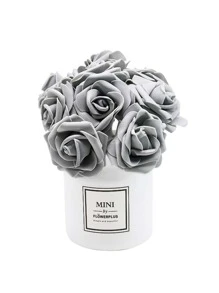 10pcs/Set PS Artificial Flower, Romantic Grey Artificial Flower Stem For Wedding Home Room Decoration, All Season, Valentine Day, Gift - Grey - View 2