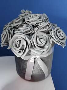 10pcs/Set PS Artificial Flower, Romantic Grey Artificial Flower Stem For Wedding Home Room Decoration, All Season, Valentine Day, Gift - Grey - View 4