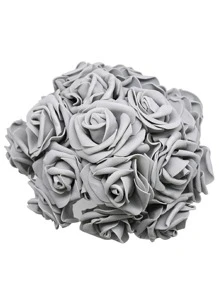 10pcs/Set PS Artificial Flower, Romantic Grey Artificial Flower Stem For Wedding Home Room Decoration, All Season, Valentine Day, Gift - Grey - View 5