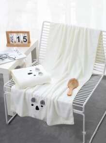 1入組卡通刺繡沐浴卡通織物毛茸茸浴室毛巾 - 白色 - 查看 1