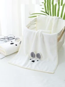 1入組卡通刺繡沐浴卡通織物毛茸茸浴室毛巾 - 白色 - 查看 4