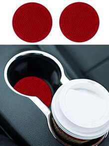 2 piezas Posavasos de coche anti deslizante redondo - Rojo - Ver 3
