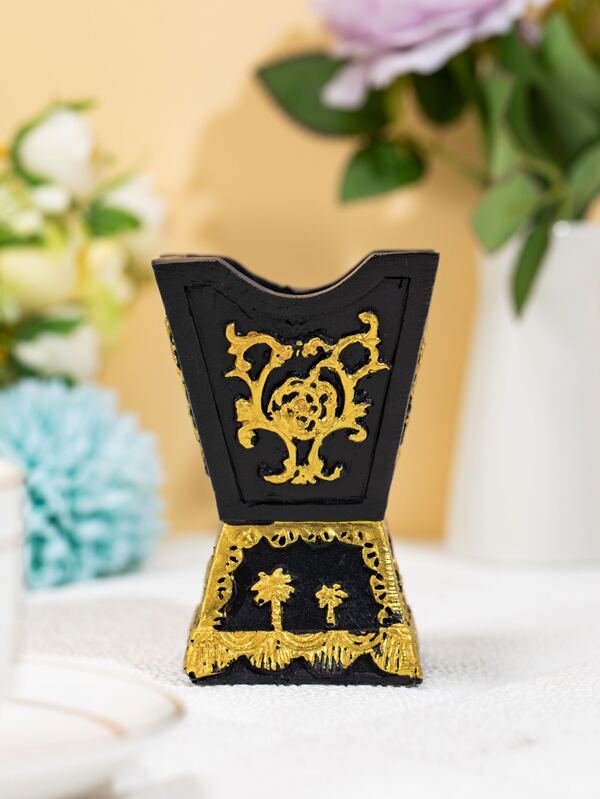 1pc Polyresin Candle Holder, Vintage Two Tone Flower Decor Candle Stand For Restaurant & Living Room