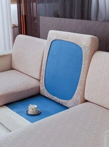 1pc Marled Sofa Seat Cushion Cover, Simple Polyester Anti-slip Stretchy Sofa Cushion Cover For Home - Light Grey - View 2