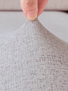 1pc Marled Sofa Seat Cushion Cover, Simple Polyester Anti-slip Stretchy Sofa Cushion Cover For Home - Light Grey - View 3