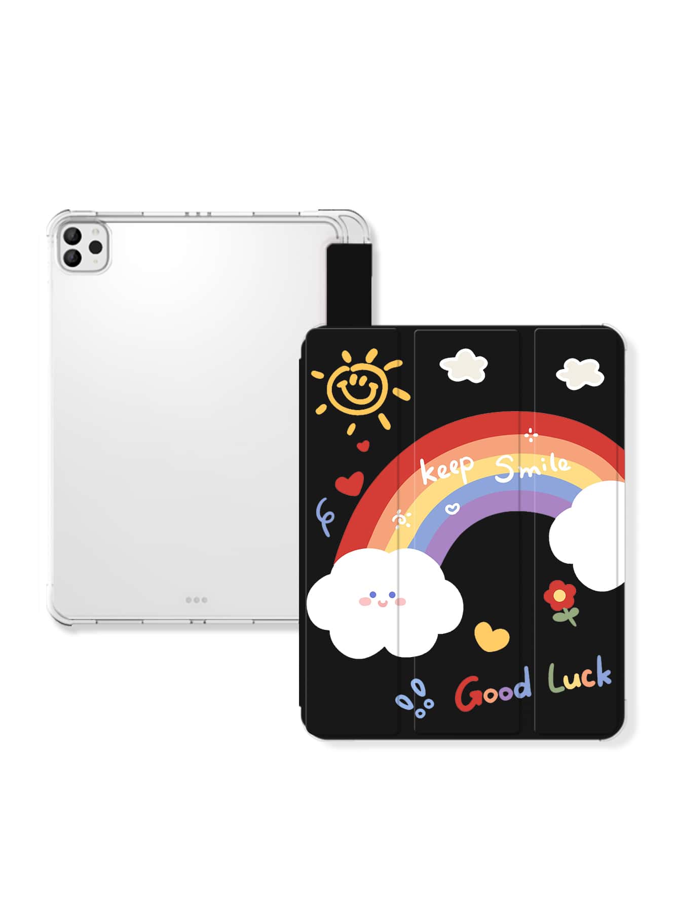 彩虹和字母圖案防摔保護套適用於iPad - 彩色 - 查看 1