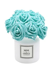 10 cái/bộ PS Nhân Tạo Hoa, Lãng Mạn Thiếu Sinh Quân Màu Xanh Nhân Tạo Thân Hoa Cho Đám Cưới Nhà Trang Trí Phòng, tất cả các Mùa - Màu xanh Cadet - Xem 2