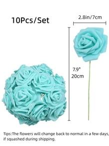 10 cái/bộ PS Nhân Tạo Hoa, Lãng Mạn Thiếu Sinh Quân Màu Xanh Nhân Tạo Thân Hoa Cho Đám Cưới Nhà Trang Trí Phòng, tất cả các Mùa - Màu xanh Cadet - Xem 3