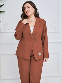 Mulvari 大碼字母貼布西裝外套和西裝褲 - 棕色 - 查看 3