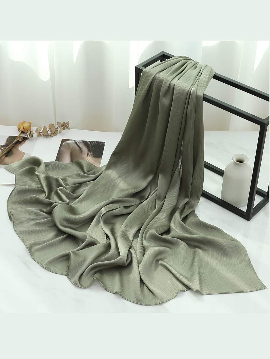 1pc Solid Minimalist Scarf Fashionable Silky Daily For Men Women Boys Girls Gifts Bandana,Hair Band,Head Band Ideal For Dressing Up Your Look - Army Green - View 1