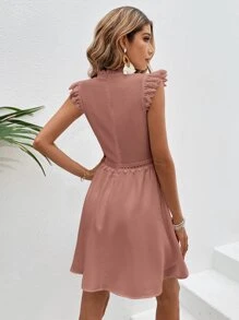 SHEIN VCAY Guipure Lace Panel Zip Back Dress