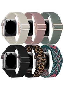 6条/套 编织单环表带，兼容Ultra 38mm 40mm 41mm 42mm 46mm 44mm 45mm 49mm，男女通用 - 彩色 - 查看 1