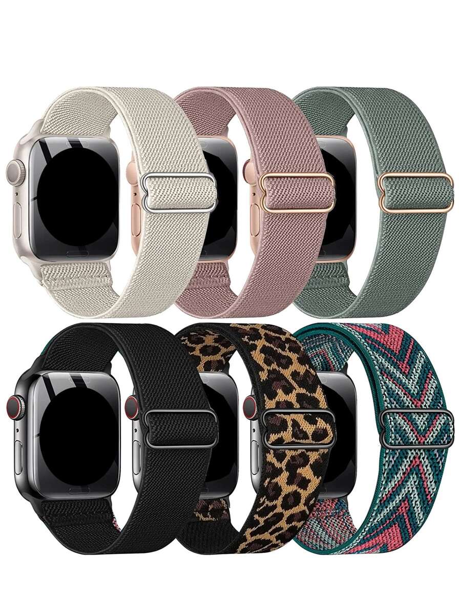 6条/套 编织单环表带，兼容Ultra 38mm 40mm 41mm 42mm 46mm 44mm 45mm 49mm，男女通用 - 彩色 - 查看 1