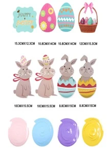 8 piezas/set de decoración de remolino colgante de plástico, decoración colgante de huevo y conejo de dibujos animados para Pascua