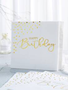 25 件/套金色生日快乐一次性餐巾，13*13 英寸 2 层白色背景金箔，派对餐巾优雅金属金点箔甜点餐巾适合女士女孩晚宴庆祝派对用品装饰，圣诞节 - 彩色 - 查看 2