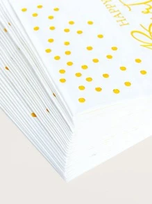 25 件/套金色生日快乐一次性餐巾，13*13 英寸 2 层白色背景金箔，派对餐巾优雅金属金点箔甜点餐巾适合女士女孩晚宴庆祝派对用品装饰，圣诞节 - 彩色 - 查看 3