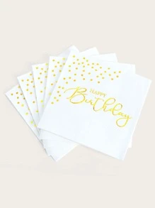 25 件/套金色生日快乐一次性餐巾，13*13 英寸 2 层白色背景金箔，派对餐巾优雅金属金点箔甜点餐巾适合女士女孩晚宴庆祝派对用品装饰，圣诞节 - 彩色 - 查看 4
