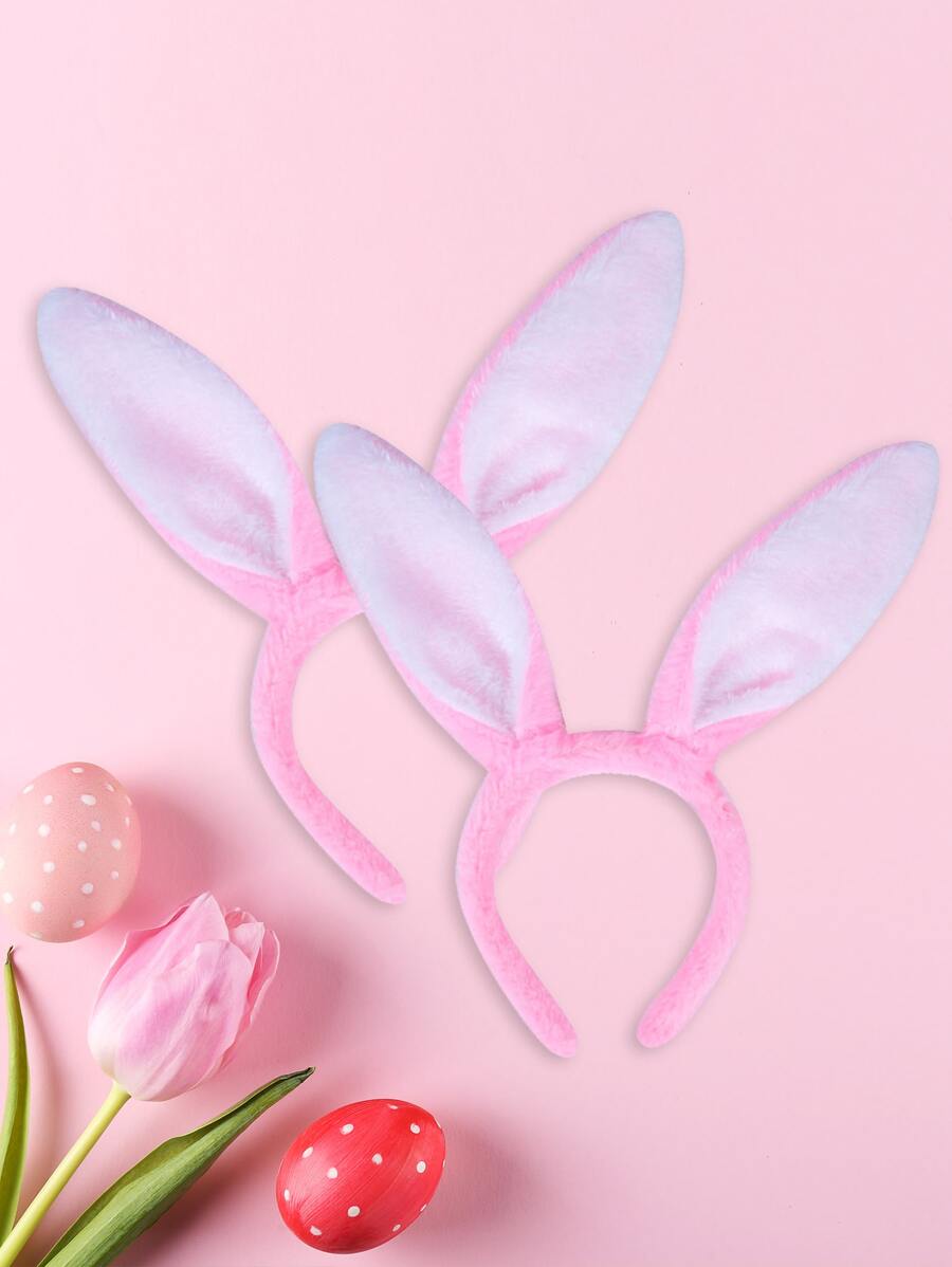 1 Tai Thỏ Phục Sinh Trang Trí Tiệc Hồng Tóc Vòng, Hoạt Hình Polyester Tai Trang Trí Đảng Đầu Cho Ngày Lễ - trắng - Xem 1
