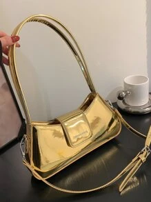 金屬質感字母細節法棍包