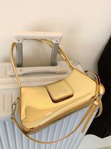 金屬質感字母細節法棍包