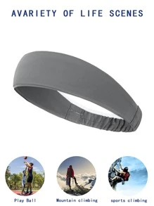 1pc Sweat-absorbent Outdoor Sports Hair Band - Grey - View 3