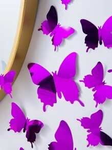 12入組3d鏡面蝴蝶牆貼 - 紫色 - 查看 5