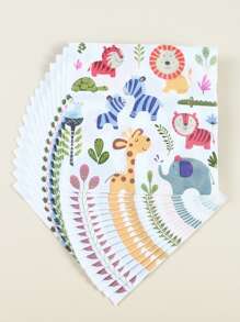 20入組/套卡通動物圖案一次性卡通可愛紙餐巾