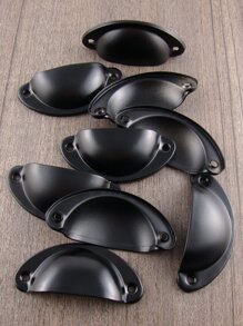 10pcs/set Black Drawer Knob, Semicircle Shaped Drawer Pull Drawer Handle For Home - Black - View 6