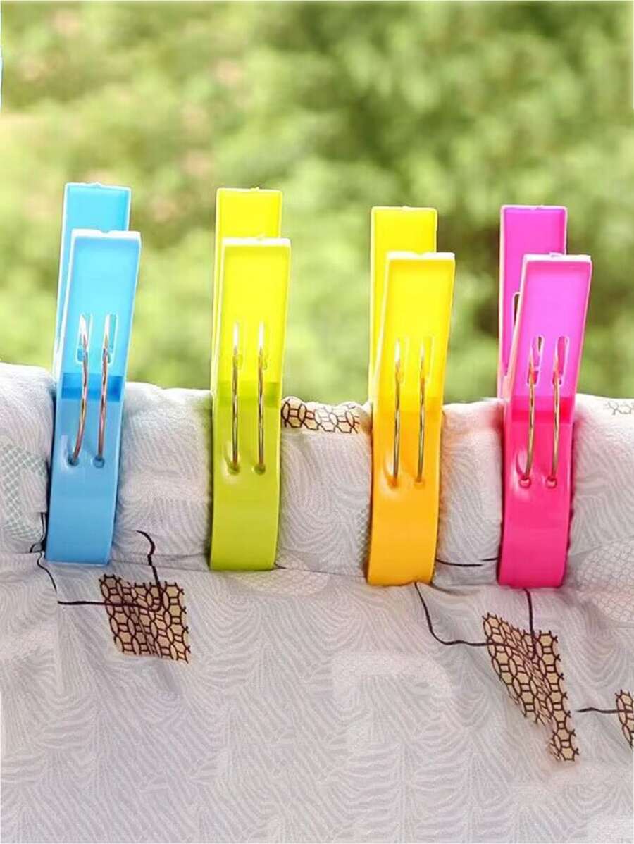 4 cái Kẹp sấy chống gió, Bộ móc treo quần áo bằng nhựa đơn giản cho gia đình - Nhiều màu - Xem 1