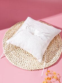 1 Vòng Trắng Người Mang Gối Tối Giản Polyester Nơ Trang Trí Nhẫn Người Mang Đệm Cho Lễ Cưới - trắng - Xem 1