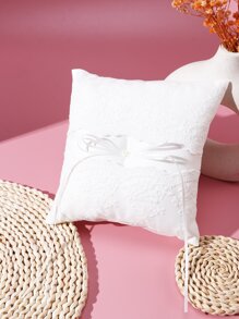 1 Vòng Trắng Người Mang Gối Tối Giản Polyester Nơ Trang Trí Nhẫn Người Mang Đệm Cho Lễ Cưới - trắng - Xem 2