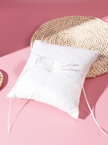 1 Vòng Trắng Người Mang Gối Tối Giản Polyester Nơ Trang Trí Nhẫn Người Mang Đệm Cho Lễ Cưới - trắng - Xem 4