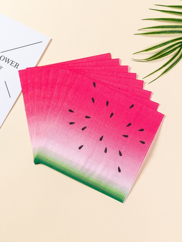 20pcs/set Paper Disposable Napkin, Modern Watermelon Pattern Paper Dinner Napkin For Party