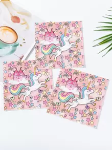 20 Stücke/Set Papier Einwegserviette, Cartoon Nettes Einhorn Muster Papierserviette Für Party