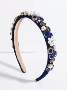 優雅的氧化鋯裝飾頭帶 - 藍色 - 查看 1