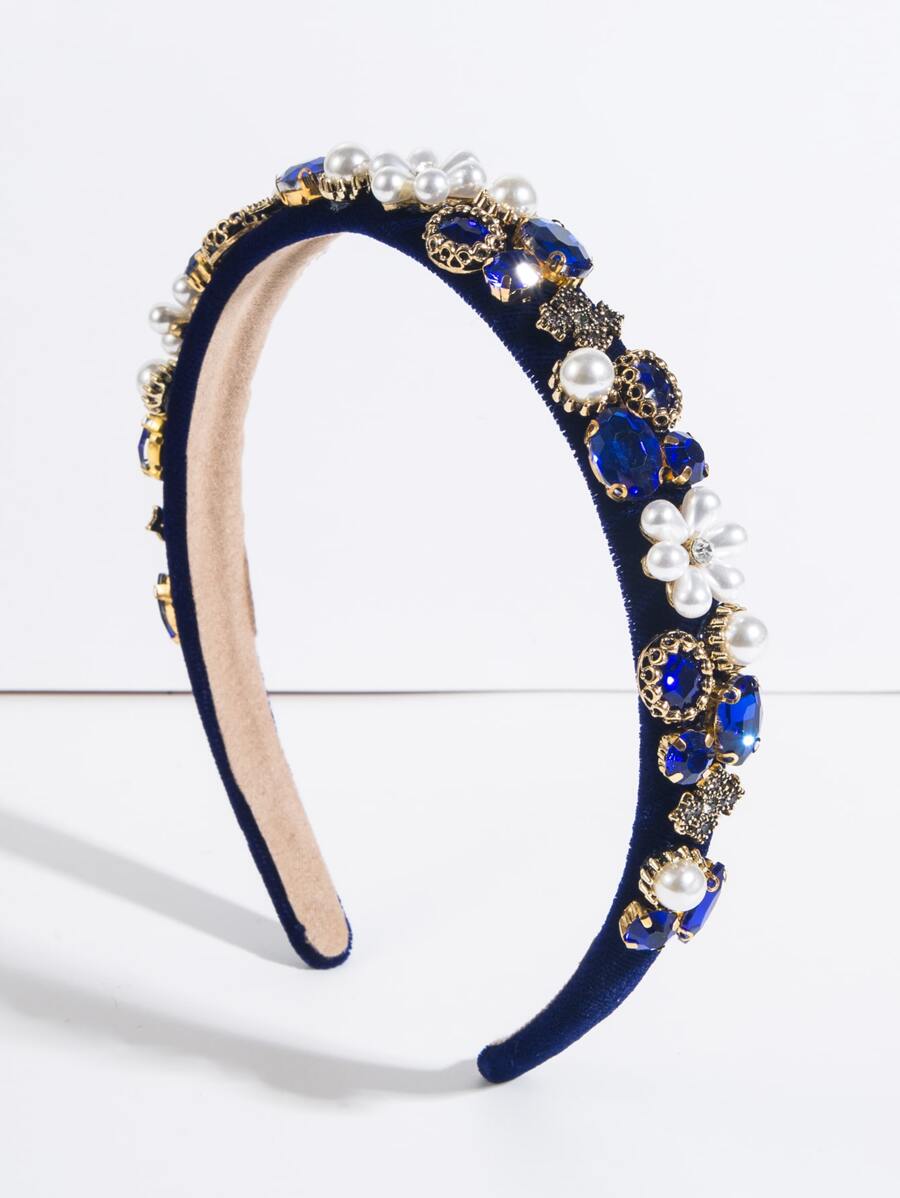 優雅的氧化鋯裝飾頭帶 - 藍色 - 查看 1
