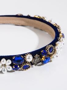 優雅的氧化鋯裝飾頭帶 - 藍色 - 查看 3