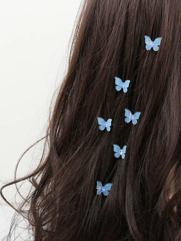 6pcs Butterfly Decor Hair Clip For Everyday Styling Suitable For Campus