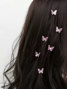 6pcs/Set Butterfly Hair Clip Cute,Pink Accessories Claw Clips Hair Claws Hair Barrettes - Multicolor - View 5