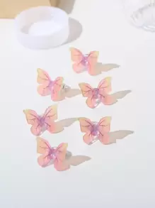 6pcs/Set Butterfly Hair Clip Cute,Pink Accessories Claw Clips Hair Claws Hair Barrettes - Multicolor - View 2